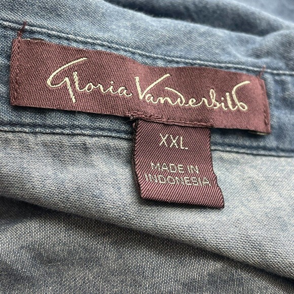 Womens Size XXL Gloria Vanderbilt Cotton & Lyocell Chambray Button Down Shirt‎ - Picture 2 of 15